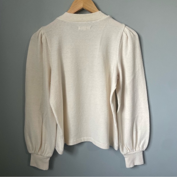 Madewell Puff-Sleeve Mockneck Top antique cream size medium - Picture 6 of 12